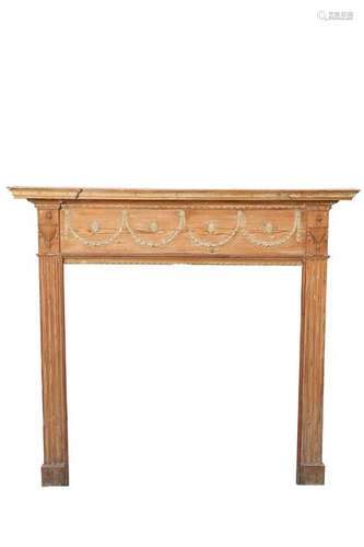 A PINE FIRE SURROUND IN ADAM STYLE, the inverted