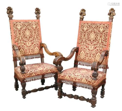 A LARGE PAIR OF GILDED AND CARVED 