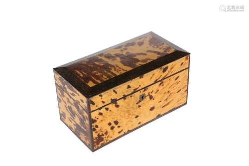 AN EARLY 19TH CENTURY TORTOISESHELL AND ROSEWOOD BOX,