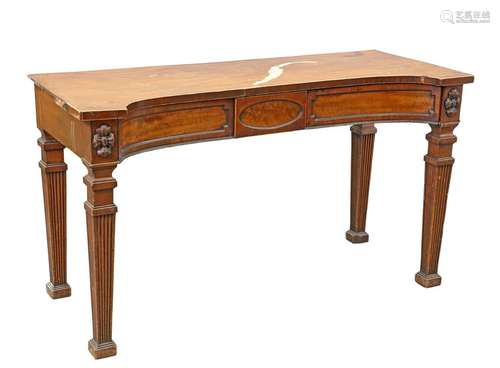 A GEORGE III MAHOGANY CONVEX SERVING TABLE, with three