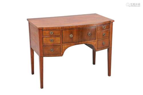 A GEORGE III MAHOGANY BOW-FRONT DRESSING TABLE, fitted