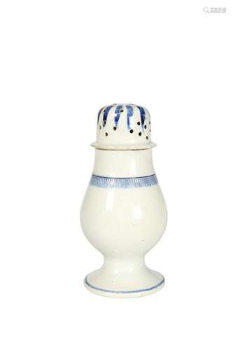 AN EARLY 19TH CENTURY PEARLWARE POUNCE POT, of baluster