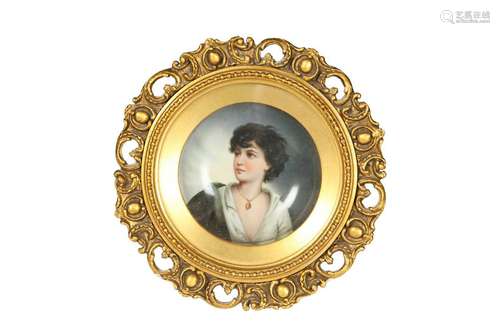 A CONTINENTAL PAINTED PORCELAIN PORTRAIT PLAQUE, LATE