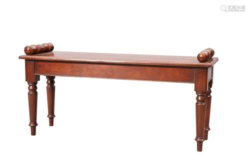 A MAHOGANY WINDOW SEAT IN REGENCY STYLE, with turned