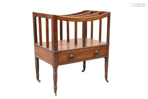 A REGENCY MAHOGANY CANTERBURY, with inverted arch