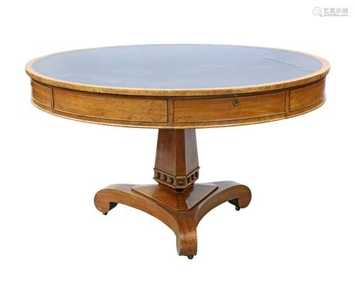 A WILLIAM IV MAHOGANYÂ REVOLVING DRUM TABLE, the tooled