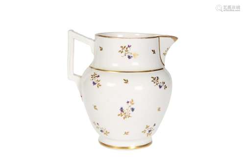 A PINXTON JUG, c.1800, with distinctive angular handle