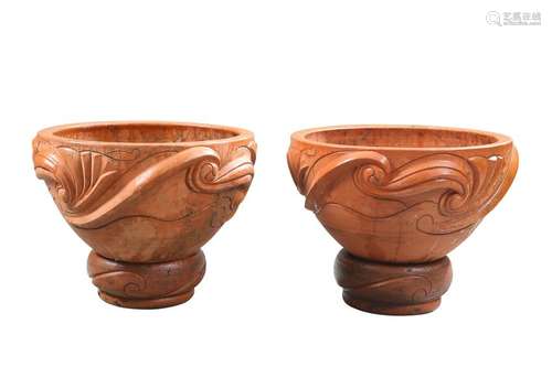 A PAIR OF HAND MADE TERRACOTTA 