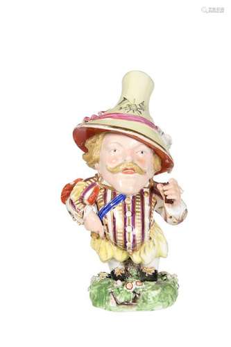 A DERBY FIGURE OF A MANSION HOUSE DWARF, c.1785,