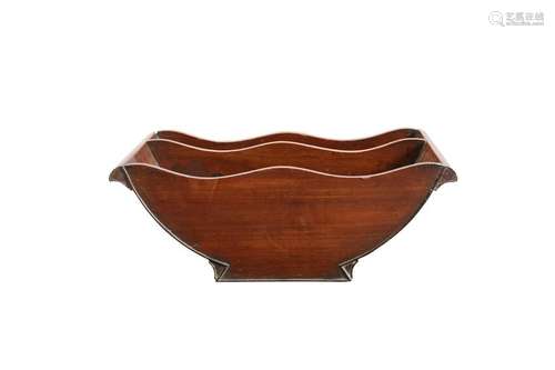 A REGENCY MAHOGANY CHEESE COASTER, boat-shaped. 42cm by