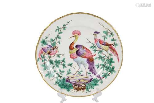 A SAMSON PORCELAIN PLATE, painted with exotic birds and