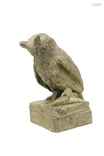 A POTTERY MODEL OF AN OWL, LATE 19TH/EARLY 20TH