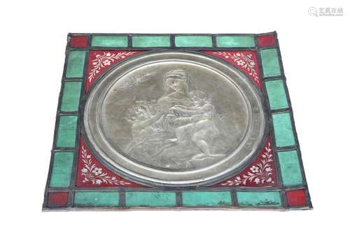 A KPM PORCELAIN LITHOPHANE ROUNDEL OF THE MADONNA AND