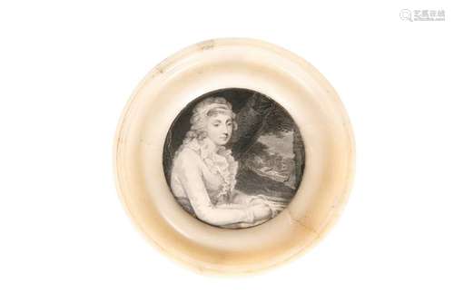 AN EARLY 19TH CENTURY POT LID, in an onyx frame.