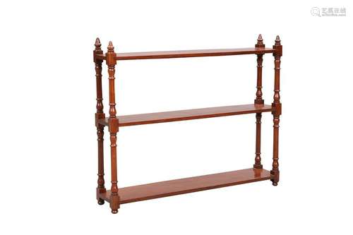 A SET OF 19TH CENTURY MAHOGANY HANGING SHELVES, with