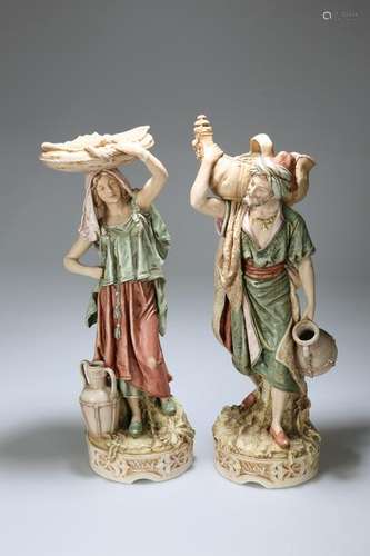 A LARGE PAIR OF ROYAL DUX FIGURES, EARLY 20TH CENTURY,