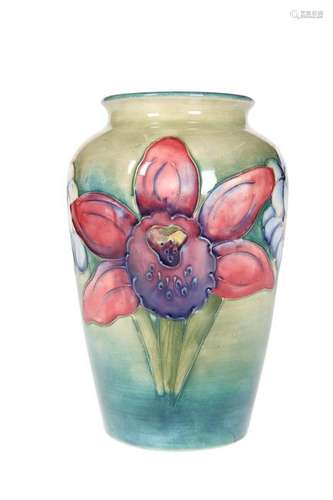 A WALTER MOORCROFT POTTERY VASE, of shouldered ovoid