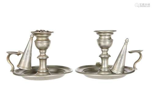 A PAIR OF GEORGE III PAKTONG CHAMBERSTICKS, THIRD