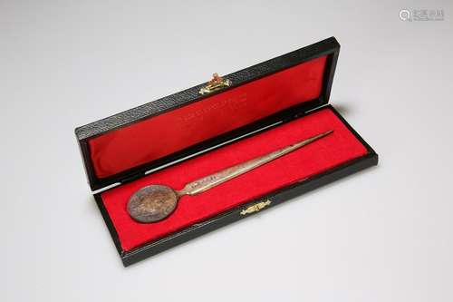 A ROYAL COMMEMORATIVE SILVER LETTER OPENER, STUART