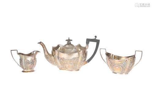 A LATE VICTORIAN SILVER BACHELORS TEA SERVICE, CHESTER