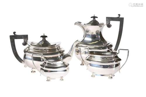 A GEORGE V SILVER FOUR-PIECE TEA SERVICE, J. GLOSTER