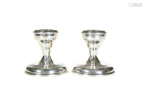 A PAIR OF SILVER DWARF CANDLESTICKS, BIRMINGHAM 1965,