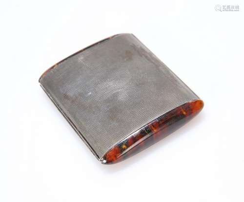 AN ART DECO SILVER AND TORTOISESHELL COMPACT, of