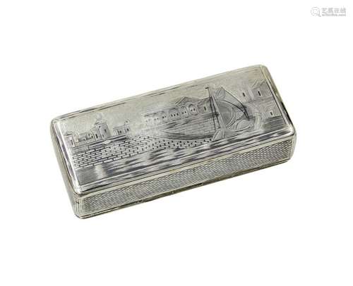 A RUSSIAN SILVER AND NIELLO SNUFF BOX, ASSAYER FYODOR