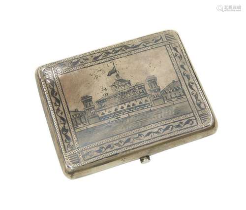 A RUSSIAN SILVER AND NIELLO CIGAR CASE, LATE 19TH