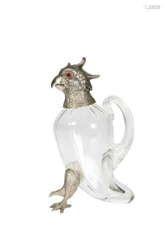 A SILVER-MOUNTED GLASS CLARET JUG/SPIRIT DECANTER, E&J,