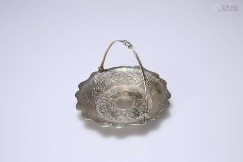 A JAPANESE SILVER BASKET, c.1900, circular with