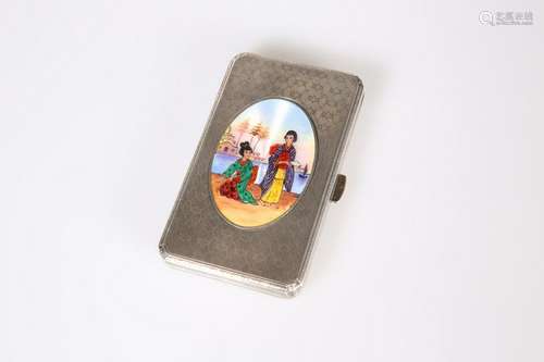 A SILVER AND ENAMEL CIGARETTE CASE, IMPORT MARK FOR