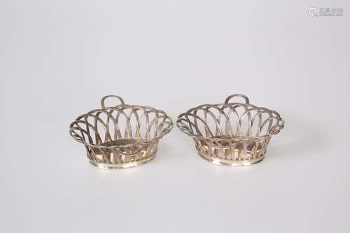 A PAIR OF GEORGE III SILVER SWEETMEAT BASKETS, JOHN