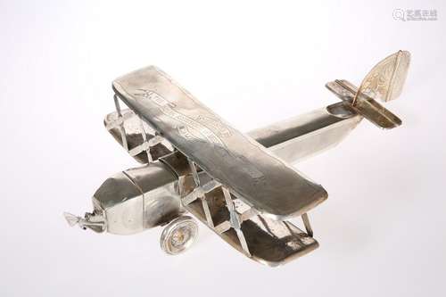 AN EARLY 20TH CENTURY SILVER TWO-SECTION MODEL OF A