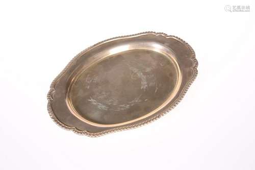 A SILVER TRAY, BARKER BROS LTD, BIRMINGHAM 1950, of