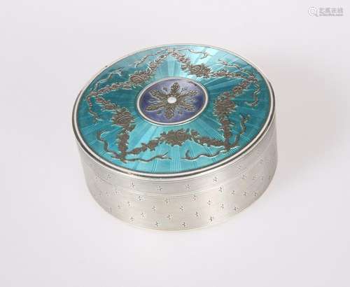 A FINE FRENCH SILVER AND ENAMEL BOX, 19TH CENTURY,