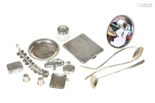 A GROUP OF SILVER, including cigarette case, butterfly