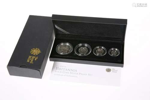 A ROYAL MINT BRITANNIA FOUR-COIN SILVER PROOF SET,