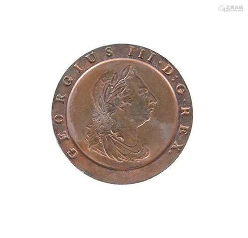 GEORGE III, CARTWHEEL TWOPENCE, 1797, SOHO MINT,