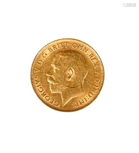 GEORGE V, 1911, HALF SOVEREIGN.