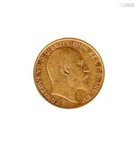 EDWARD VII, 1909, HALF SOVEREIGN.