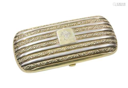 A 19TH CENTURY PARCEL-GILT CIGAR CASE, of rounded