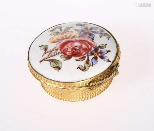 AN ENAMEL AND GILT-METAL SNUFF BOX OF PANIER TYPE, LATE