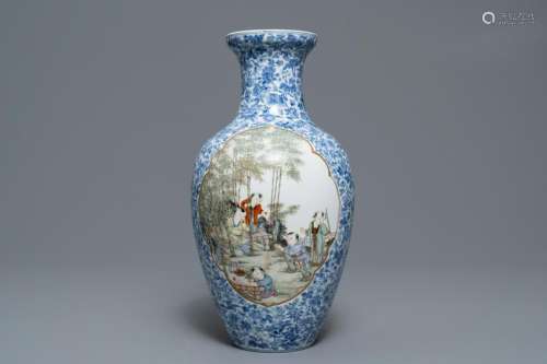 A Chinese famille rose vase, Qianlong mark, Republic,