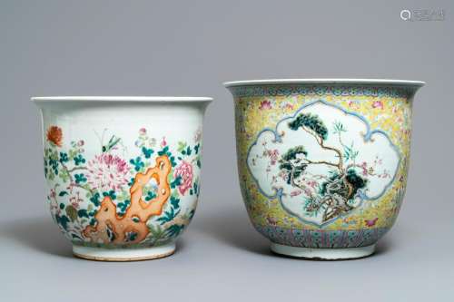 Two large Chinese famille rose jardiniÃ¨res, 19th C.