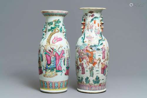 Two Chinese famille rose vases with large figures, 19th