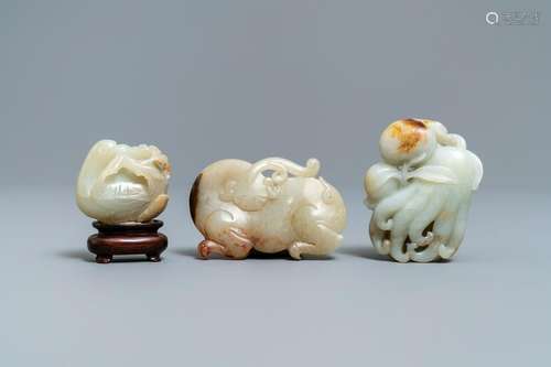 Three Chinese jade carvings, 19/20th C.