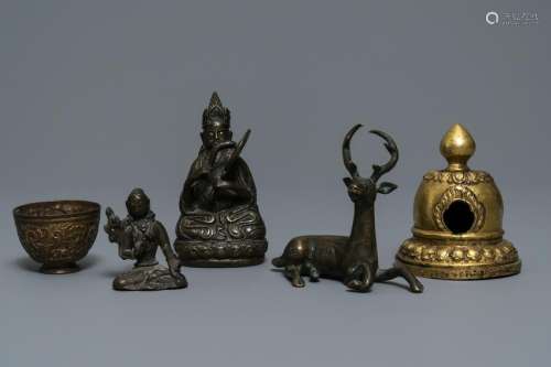 Five bronze votive Buddhist objects, Tibet and Nepal,