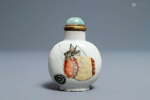 A Chinese famille rose 'grasshopper' snuff bottle,