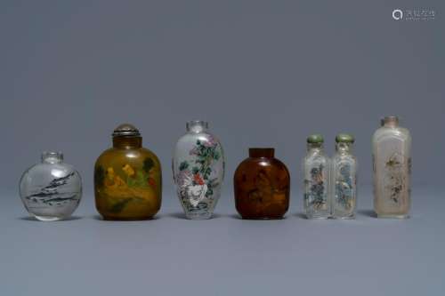 Six Chinese reverse-painted glass snuff bottles,